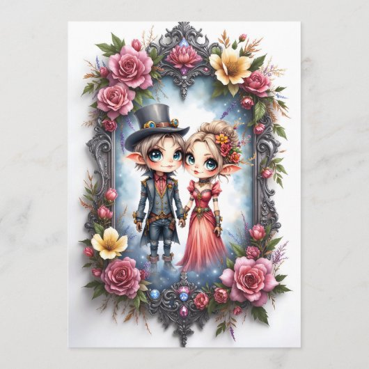 Whimsical Steampunk Elf Bruiloft Menu (Achterkant)