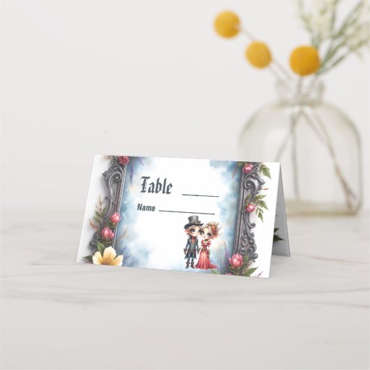 Whimsical Steampunk Elf Bruiloft Plaatskaartje (Voorkant)