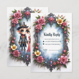 Whimsical Steampunk Elf Bruiloft RSVP Kaartje
