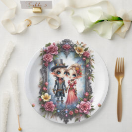 Whimsical Steampunk Elf Huwelijk Papieren Bordje