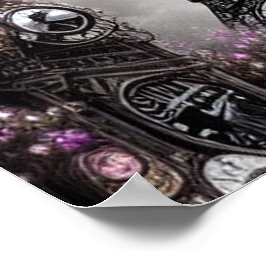 Whimsical Steampunk Fantasy Eiffeltoren Parijs Poster (Hoek)