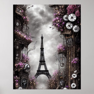 Whimsical Steampunk Fantasy Eiffeltoren Parijs Poster