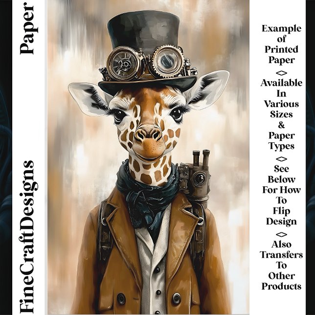 Whimsical Steampunk Giraffe AC2 Scrapbook Paper (Creator heeft geüpload)