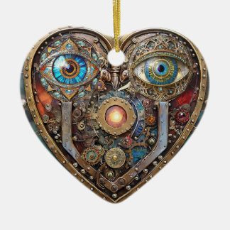 Whimsical Steampunk Hart Ik Zie Je Ik Hou Van Jou Keramisch Ornament
