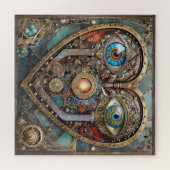 Whimsical Steampunk Hart Ik Zie Jou Ik Hou Van Jou Legpuzzel (Horizontaal)