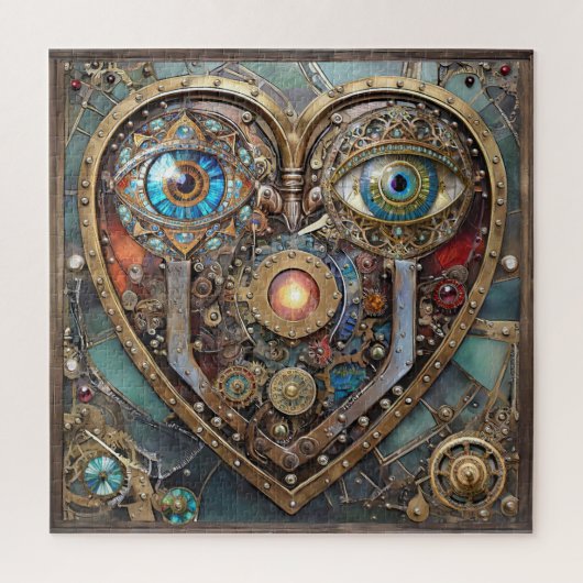 Whimsical Steampunk Hart Ik Zie Jou Ik Hou Van Jou Legpuzzel (Verticaal)