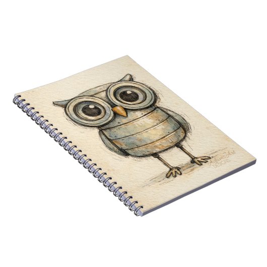 Whimsical Steampunk Owl Illustration Notitieboek (Rechterzijde)