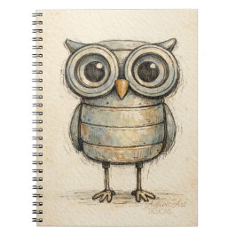 Whimsical Steampunk Owl Illustration Notitieboek