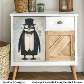 Whimsical Steampunk Penguin Dressed L5 Decoupage Tissuepapier
