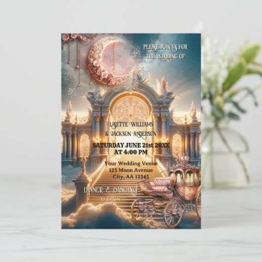 Whimsical Steampunk Sprookje All in One Wedding Kaart (Staand voorkant)