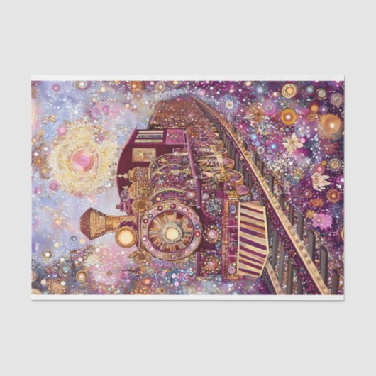 Whimsical Steampunk Trein, Mozaïek DH5L Découpage Tissuepapier (Voorkant)