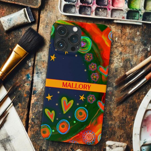 Whimsical Sterren Harten Kleurrijke Gepersonalisee Case-Mate iPhone Case