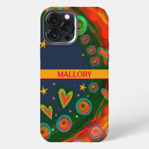 Whimsical Sterren Harten Kleurrijke Gepersonalisee iPhone 13 Pro Max Hoesje