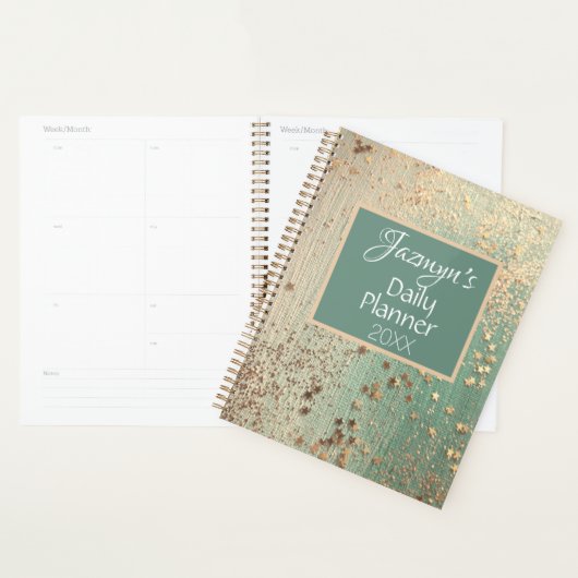 Whimsical Sterren op Groen Gepersonaliseerd Planner (Display)