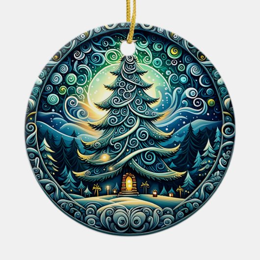 Whimsical Sterrennacht Christmas Tree Ornament (Voorkant)