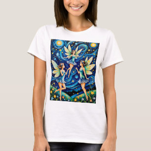 Whimsical Sterrennacht Fairy Art T-shirt Fantasy