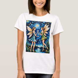 Whimsical Sterrennacht Fairy Art T-shirt Fantasy