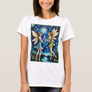 Whimsical Sterrennacht Fairy Art T-shirt Fantasy