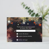 Whimsical Sterrennacht Forest Wedding RSVP Kaartje (Staand voorkant)