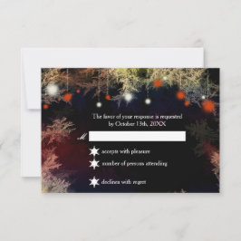 Whimsical Sterrennacht Forest Wedding RSVP Kaartje
