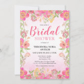 Whimsical Stijlvol Roze Bloemen Vrijgezellenfeest Kaart (Voorkant)