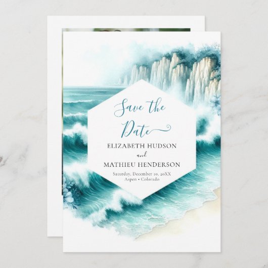 Whimsical Stijlvolle Nautische bruiloft Save The Date (Voorkant / Achterkant)