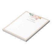 Whimsical Stippen Pattern Framed Waterverf Peonies Notitieblok (Linkerzijde)