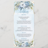 Whimsical Stofblauwe Eucalyptus Bloemige Trouw  Menu (Voorkant)