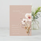 Whimsical Stoffig Roze Wildbloemen Bloemenbruiloft Kaart (Staand voorkant)