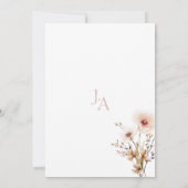 Whimsical Stoffig Roze Wildbloemen Bloemenbruiloft Kaart (Achterkant)