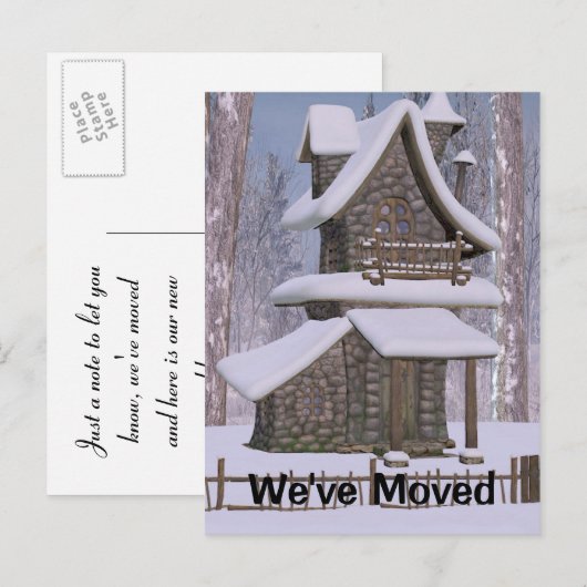 Whimsical Stone House Adreswijziging Post Kaart (Voorkant / Achterkant)