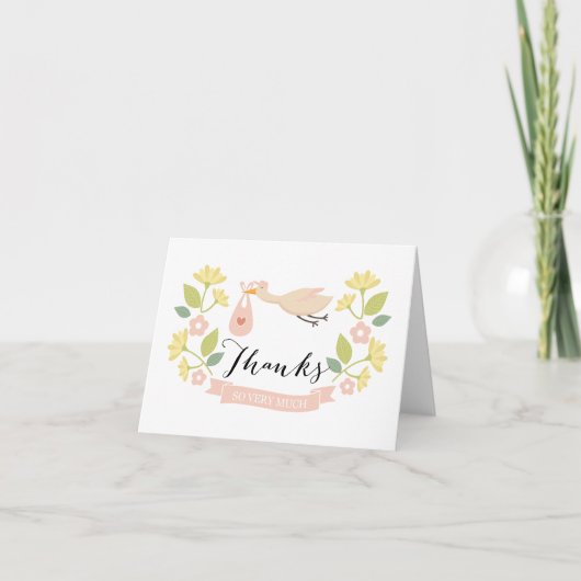 Whimsical Stork Baby shower Bedankt voor je briefk (Voorkant)