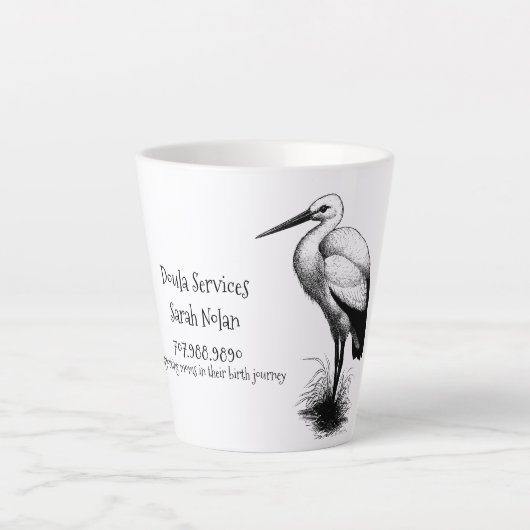 Whimsical Stork Doula Promotional Latte Mok (Voorkant)