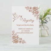 Whimsical Stork & Floral Rustic Registry Kaart (Staand voorkant)