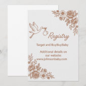 Whimsical Stork & Floral Rustic Registry Kaart (Voorkant / Achterkant)
