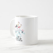 Whimsical Stork Pun Art - 'Kijk Geen Veer' Koffiemok (Voorkant links)