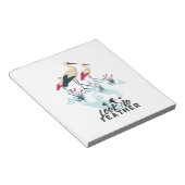 Whimsical Stork Pun Art - 'Kijk Geen Veer' Notitieblok (Schuin)