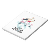 Whimsical Stork Pun Art - 'Kijk Geen Veer' Notitieblok (Linkerzijde)