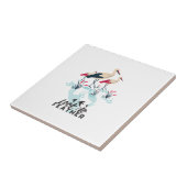 Whimsical Stork Pun Art - 'Kijk Geen Veer' Tegeltje (Zijkant)