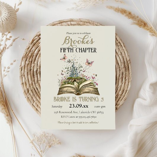 Whimsical Story Magic Book Thema Verjaardagsfeest Kaart