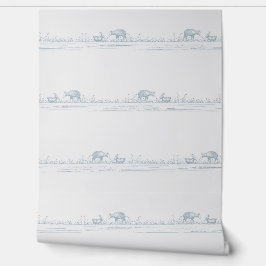 Whimsical Storybook Kwekerij Dieren Baby Blauw Behang