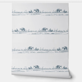 Whimsical Storybook Nursery Navy Blauw Behang