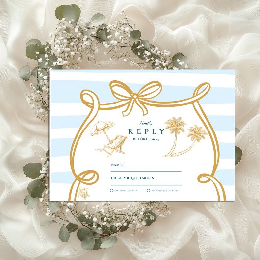 Whimsical Strand Huwelijk RSVP Kaartje