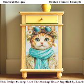 Whimsical Strand Steampunk Kat FE8 Decoupage Tissuepapier