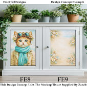 Whimsical Strand Steampunk Kat FE8 Decoupage Tissuepapier