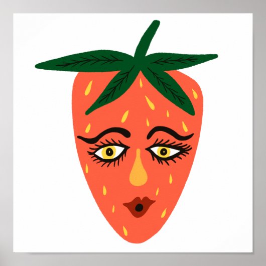 Whimsical Strawberry Art Poster (Voorkant)