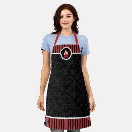 Whimsical Strawberry Cupcake Damask Stripe Schort