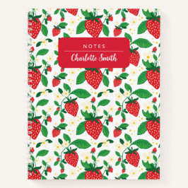 Whimsical Strawberry Floral Illustrated Notitieboek