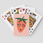 Whimsical Strawberry Funny Face CUSTOMIZE IT Pokerkaarten (Achterkant)
