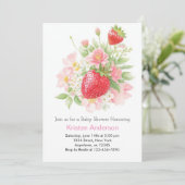 Whimsical Strawberry Girl Baby shower Kaart (Staand voorkant)